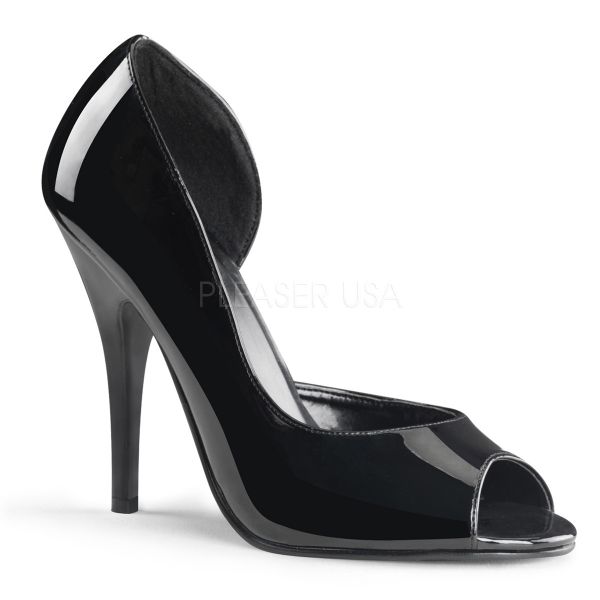 SEDUCE-212 schwarz Lack     Schwarze ausgeschnittene Peep-Toe Lack High-Heels